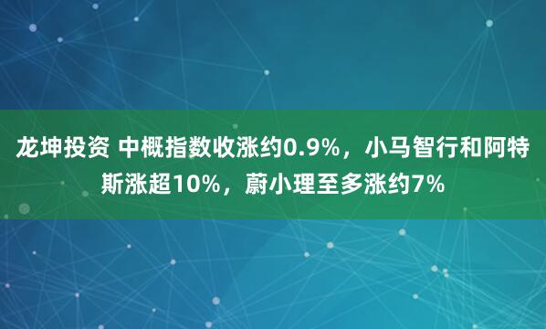 龙坤投资 中概指数收涨约0.9%，小马智行和阿特斯涨超10%，蔚小理至多涨约7%
