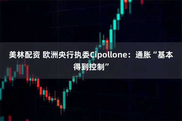 美林配资 欧洲央行执委Cipollone：通胀“基本得到控制”