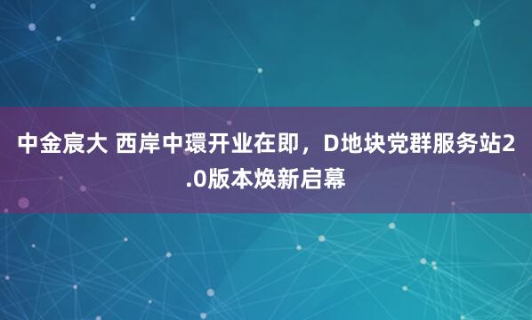 中金宸大 西岸中環开业在即，D地块党群服务站2.0版本焕新启幕